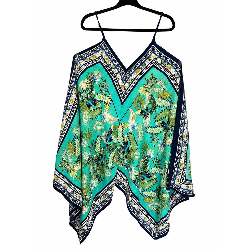 GiGiO Dress Small Tropical Cotton Hanky Hem Swim CoverUp Coastal Boho Resort Y2K
